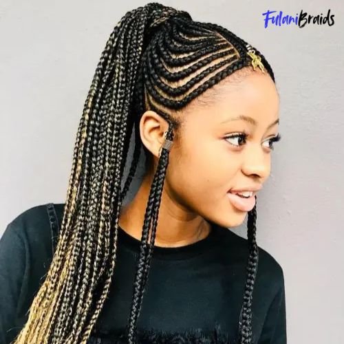 Fulani Braids with Gold Thread Accents