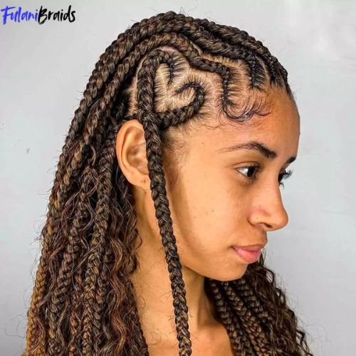 Fulani Braids with Heart-Shaped Cornrows
