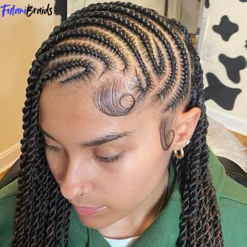 Side-Swept Fulani Braids